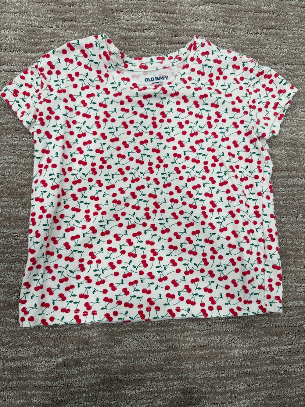 Old Navy White Tee with Red Cherry Print